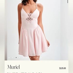 Meshki baby pink cotton mini dress with crochet